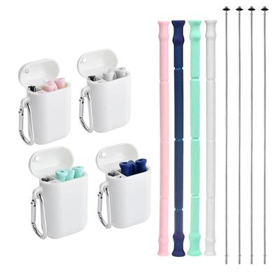 China Eco Friendly Sustainable Food Grade Silicone Reusable Straws Folding Drinking Straw for sale