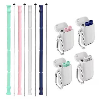 China Sustainable High Quality Food Grade Reusable Collapsible Silicone Drinking Straws for sale