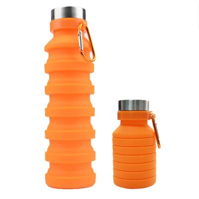 China Durable Stainless Steel Lid Easy To Carry Silicone With Fashion Custom Creative Lantern Collapsible Water Bottle for sale