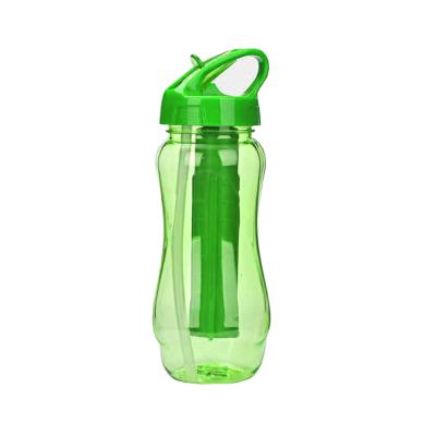 China Wholesale Sustainable Handheld Stick Cooler Flip Straw Screw Cap Summer Ice Plastic Sports Water Bottle for sale