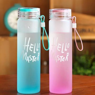 China Viable Wholesale Cheap Gradient Color Frosted Glass Bottle Glass Bottle With Screw Lid for sale