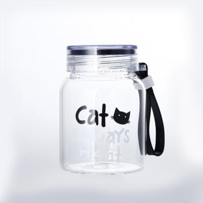 China Factory direct sale viable cute glass bottle with silicone cord portable water bottle for sale