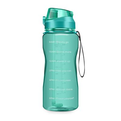 China 2.2L Large Capacity Plastic Viable Fitness BPA Free Sports Water Bottle Motivation Scale Mark With Straw for sale