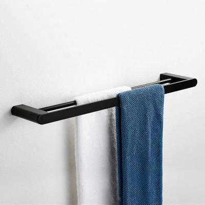 China Modern Black Kitchen Drying Rack Towel Hanger Wall Mount Stainless Steel Bathroom Rail Towel Holders for sale