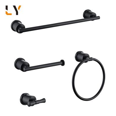 China Cheap Black Set Of 4 Piece Durable Wall Kitchens Shower Toilet Bathroom Accessories for sale