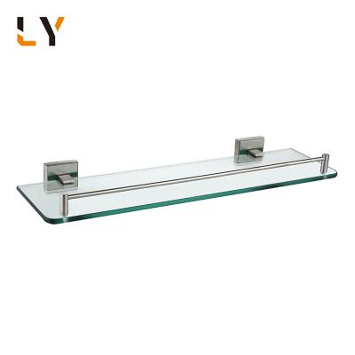 China User Friendly Bathroom Accessory Metal Glass Shelves Towel Storage Rack Bathroom Shelf for sale