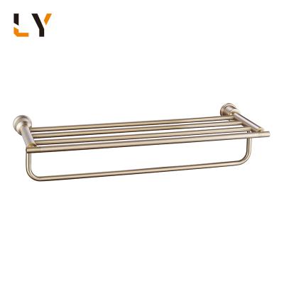 China Modern Double Rack Bar Bathroom Shelf Wall Mounted Stainless Towel Rack for sale