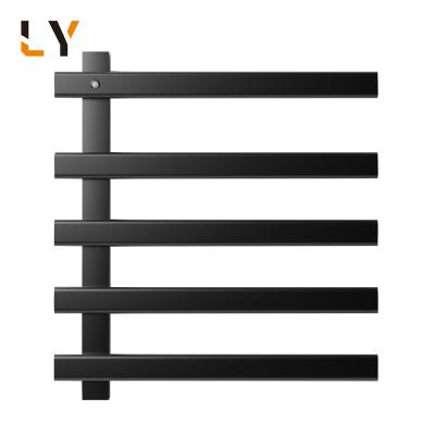 China Heater Trade Bathroom Black 85W Electric Towel Rail Drying Heated Towel Rack for sale