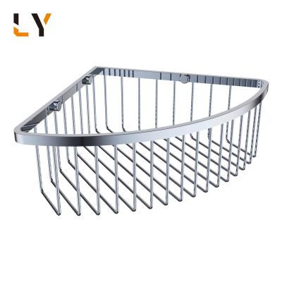 China Bathroom Space Accessories Stainless Steel Storage Corner Shelf Backup Rack Hanging Basket for sale