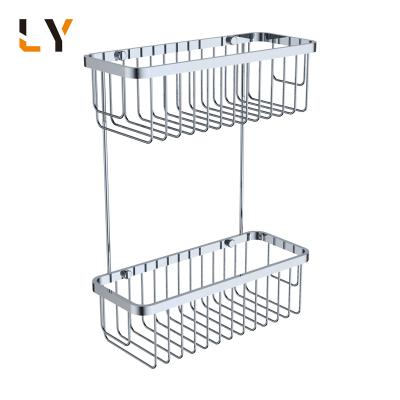 China Space Save 2 Tier Counter Bathroom Basket Hanging Organizer Shower Corner Shelf for sale