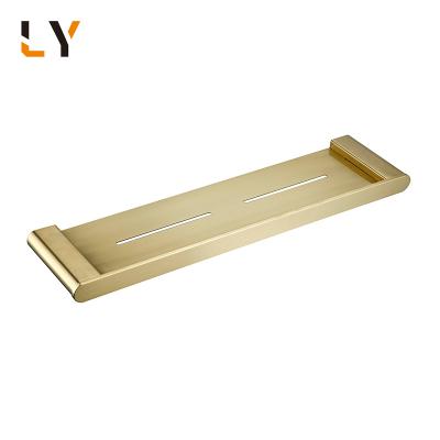 China Space Saving Export Brushed Gold 304 Stainless Steel Bathroom Single Shelf Cosmetics Rack for sale