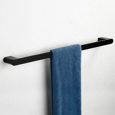 China Modern Custom Made Bathroom Living Room Towel Rack Matte Black Single Metal Towel Bar for sale