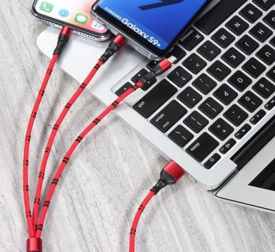 China MP3/MP4 Player Fast Charging Multiple 3 in 1 USB Cable For iPhone XS 8 Micro Type 7 6 3 in1 USB C Charger Cable for sale