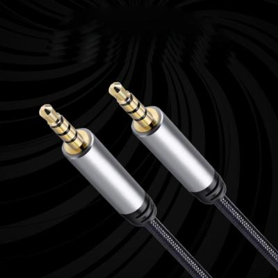 China High Quality Professional Aluminum Nylon Woven Net Audio 3.5mm Male Speaker To Male Adapter Converter 3.5mm Audio Cable for sale