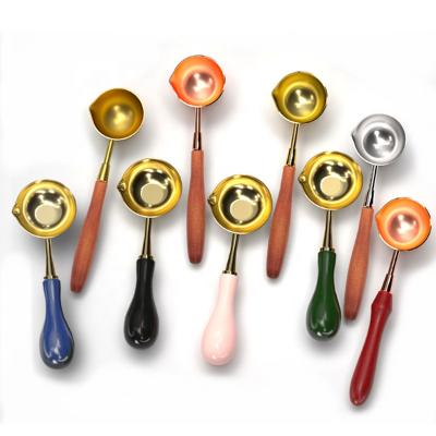 China Hot Selling Eco - Friendly Wax Seal Beads Wooden Spoon Handle Wax Seal Melt Spoon for sale