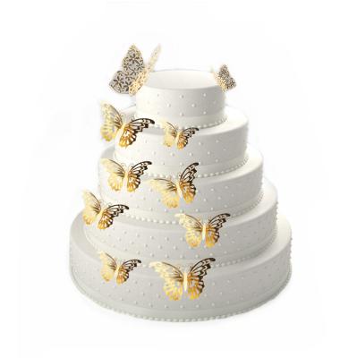 China Eco-friendly Texture Gold 12Pcs Metal Butterfly Cake Topper Cake Decoration Simulation Butterflies Artificial Wedding Opens Party Decoration for sale