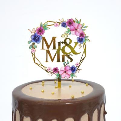 China Acrylic Cake Topper For Wedding Birthday Party Cake Topper Flower 