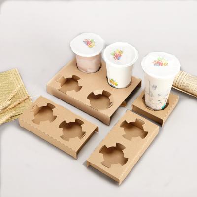 China Disposable Custom Logo Printed Disposable Paper Cup Holder Take Away Kraft Paper Cup Holder for sale