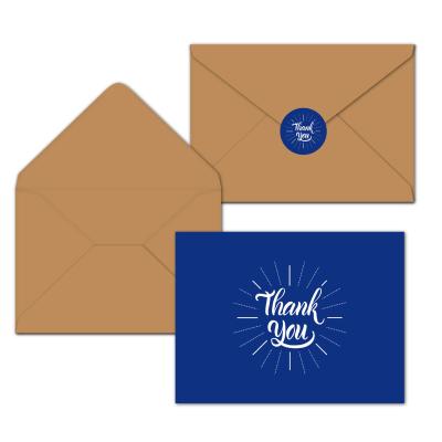 China 8 Designs Eco-Friendly / Set Navy Blue Thank You Cards with Envelopes & Stickers | Chic thank you note box bulk set for sale