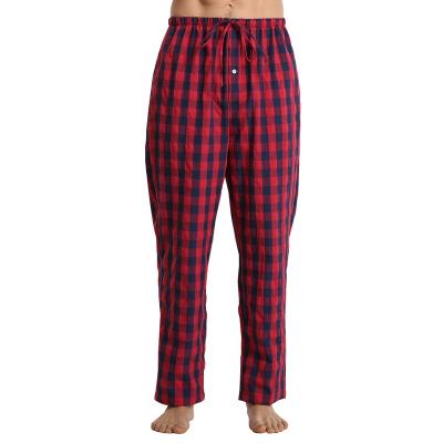 China Pajamas Mens Cotton Pants Breathable Plaid Sleep Lounge Pajama Bottoms For Men Soft Warm Drawstring Nightgowns for sale