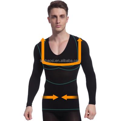 China Breathable Men Body Shaping T-shirt Slimming T-shirt Chest Abdomen Belly Burn Shirt Compression Corset Shapers Fat for sale