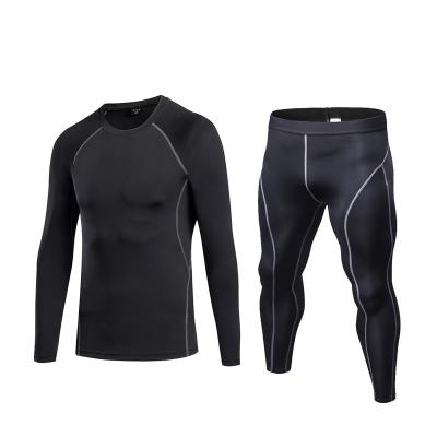 China QUICK DRY Mens Workout Compression Set Pants And Long Sleeve Shirts Base Layer for sale