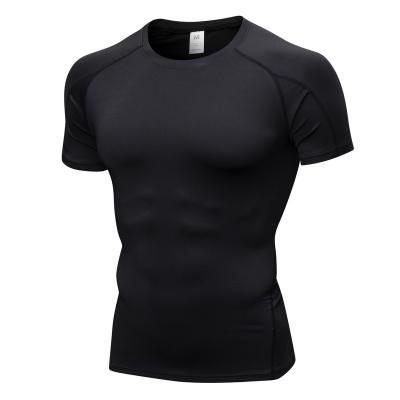 China QUICK DRY Running Tops For Men Sports Fitness T-shirts Base Layers Compression Short Athletic Tops Quick Dry Sleeve Clothing For Gym for sale