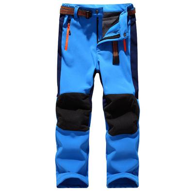 China Waterproof Kids Anti-UV Youth Snow Pants Boys Girls Increasing Ski Fleece Windproof Warm Soft Shell Striped Insulated Pants for sale