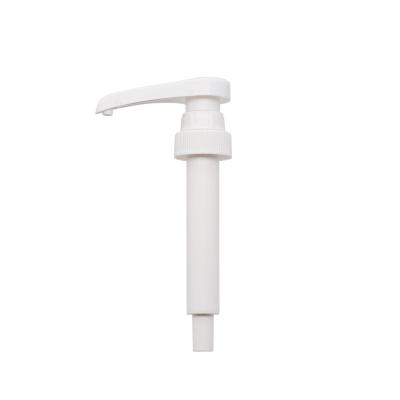 China Universal Plastic Syrup Pump Recyclable Material White Food Grade Juice Syrup Dispenser Pump for sale