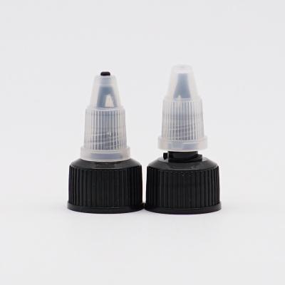 China Non Spill Long Spout Cap Dropper Bottle Screw Twist Cap Black Plastic Screw Cap for sale