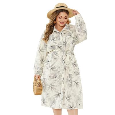 China Highneck Anti-Static Slim Fit Big Length Printed Long Dress Sleeve Casual Wear for sale