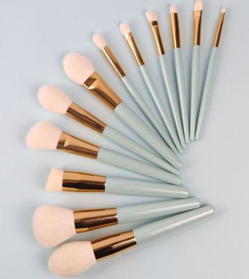 China Angular Blush 12pcs High-End Multi-Function Wool Makeup Brush Set PU Bag Makeup Tools Makeup Brush Set for sale