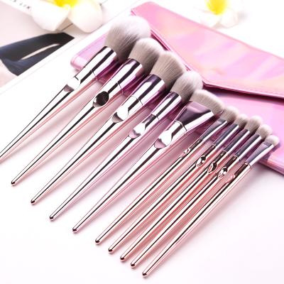 China Angular Blush 10pcs Makeup Brush Powder Stick Thumb Makeup Set Brush Laser Brush for sale