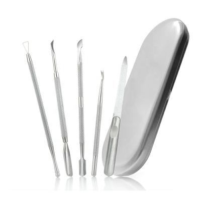 China Beauty Nail Salon Wholesale Best Double Sides 5pcs Nail Folder Stainless Steel Nail Remover Tool Kit for sale