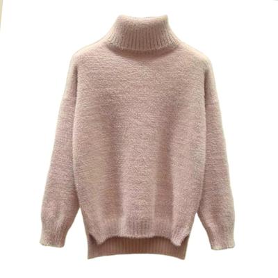 China Anti-Wrinkle 2021 Turtle Neck High Quality Knitted Women's Classic Long Sleeve Side Slit Turtle Neck Women's Autumn Winter Pullover Sweaters for sale