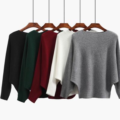 China New Design O-neck Anti-pilling Drop Custom Knitted Plus Size Loose Sweater Women's Long Sleeve Solid Color Sweaters Sweaters for sale