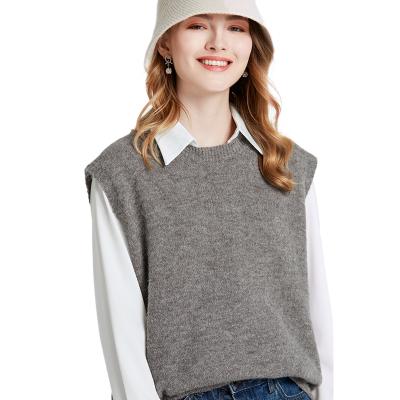 China Anti-wrinkle Women's O-neck Knitted Pullover Loose Sweater Sleeveless Vest Tops Autumn Sweater For Women for sale