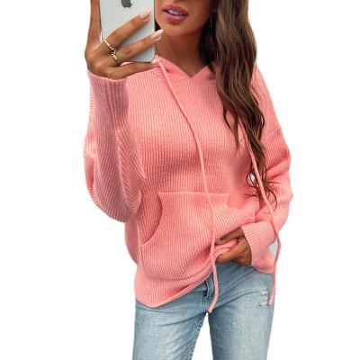 China Anti-pilling New Arrival Autumn And Winter Pocket Design Fashion Women's Knitted Casual Hoodie Sweater New for sale