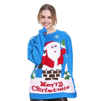 China Anti-wrinkle OEM jacquard pattern christmas sweater custom ugly christmas women sweater for sale