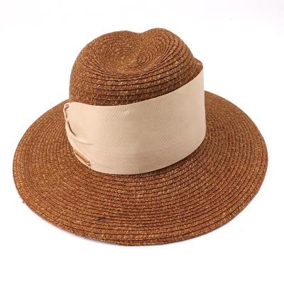 China 2021 Hot Selling Fashion Character Decorated Panama Straw Hats Wide Brim for sale