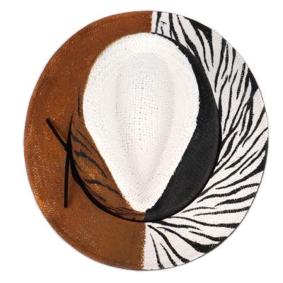 China Nice Striped Hot Sales Pint Straw Hats With Cool Zebra Veins Summer Anti-UV Straw Hat for sale