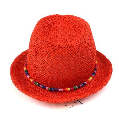 China Wholesale Flat Top Female Vintage Dobby Straw Hat Single Top Hat for sale