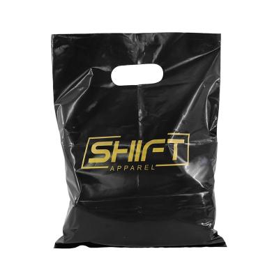 China Recyclable Personalized Logo Printing Custom Plastic Merchandise Bags Plastic Thank You Die Cut Bag for sale