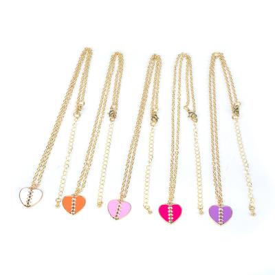 China CLASSIC Cheap Price Small Fashionable Factory Love Colorful Enamel Heart Pendant Necklace for sale