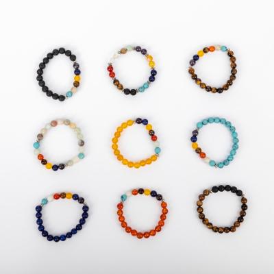 China Other Wholesale Customized High Quality Colorful Simple Natural Stone Bead Bracelet For Women Men for sale