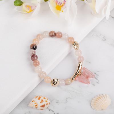 China Butterfly Punk Elastic Charm Natural Gemstone Stone Beads Bracelet For Trendy Women Fashion Jewelry Gift for sale