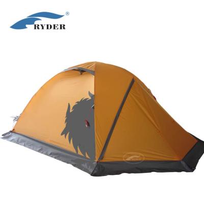 China Custom Tent Stake Tube Type Printed Two Layer Folding Dome High Tension Waterproof Camping Tent With Four Season Snow Skirt for sale