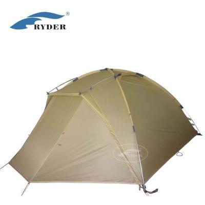 China Camouflage/Field Game Custom 2 Person Double Layer Seam Taped Mountaineering Luxury Extended Dome Tent Sil/PU Coating 20D Nylon Alloy Poles for sale