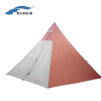 China Camouflage/Field Game OEM Activity Pagoda Tent Custom Made Outdoor Recreational Seam Taped Heavy Duty Aluminum Telescopic Pole Teepee Tent for sale