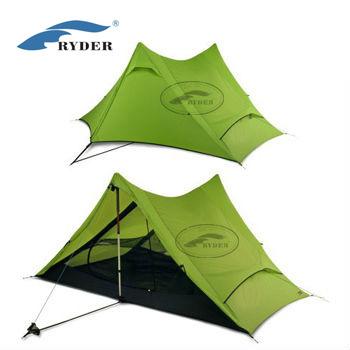 China Camouflage / Field Game 210T PU Treated Polyester Walking Luxury Polyurethane Coating Waterproof 3000mm 2 Person Light Weight Camper Hiking Pole Tent for sale